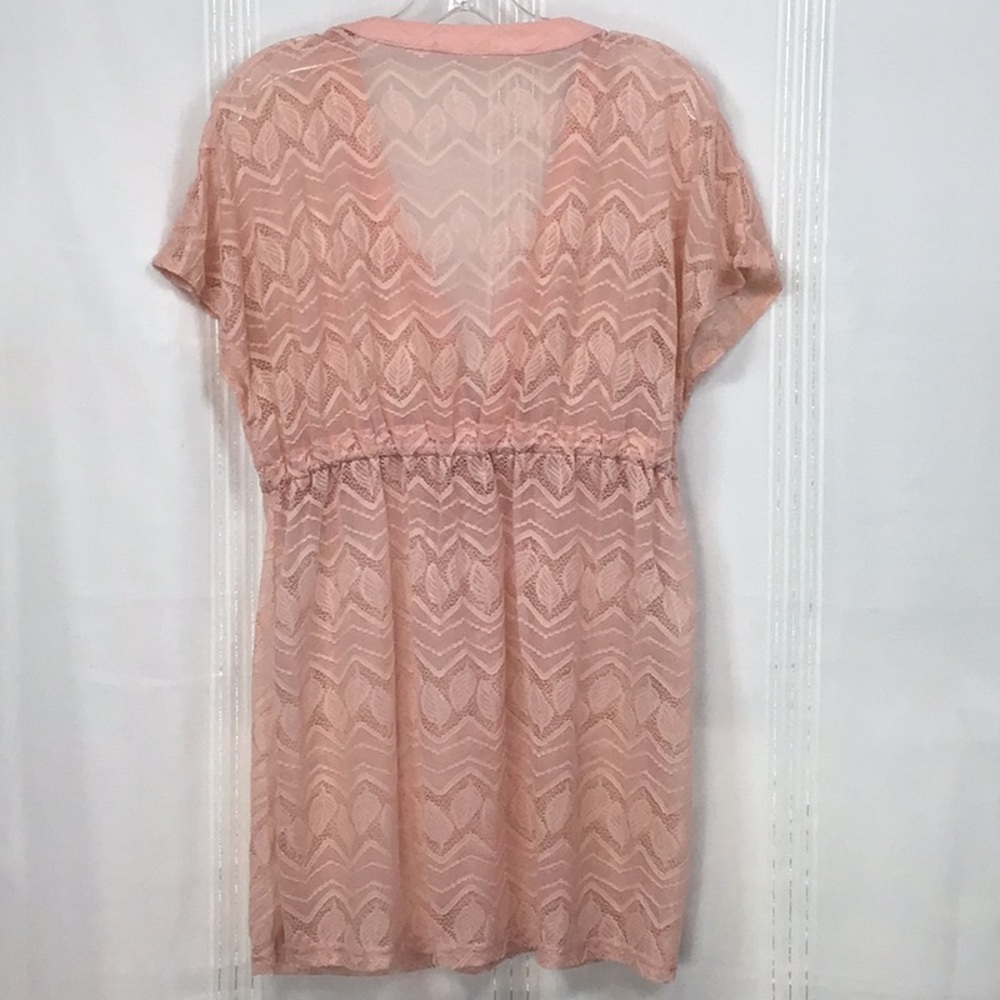 🏝️ Eishopeer Swim Coverup Light Pink Sheer Lace Sz. Small - Picture 3 of 8